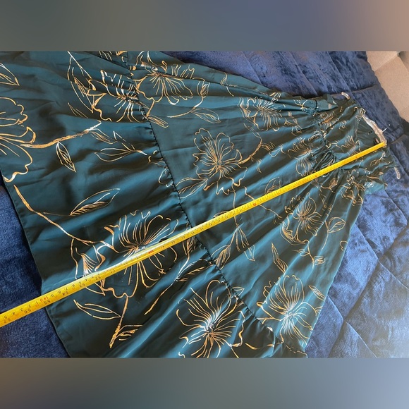 Sleeveless Dark Green and Gild Floral Midi Dress Plus 16W - Picture 6 of 9